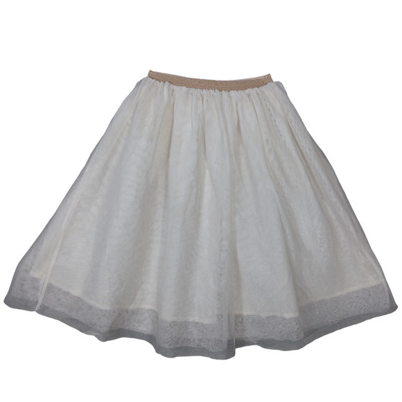 H&M Shimmery Skirt Size 8-9Y Off WhiteTulle Elastic Waist Fully Lined k - Picture 1 of 4